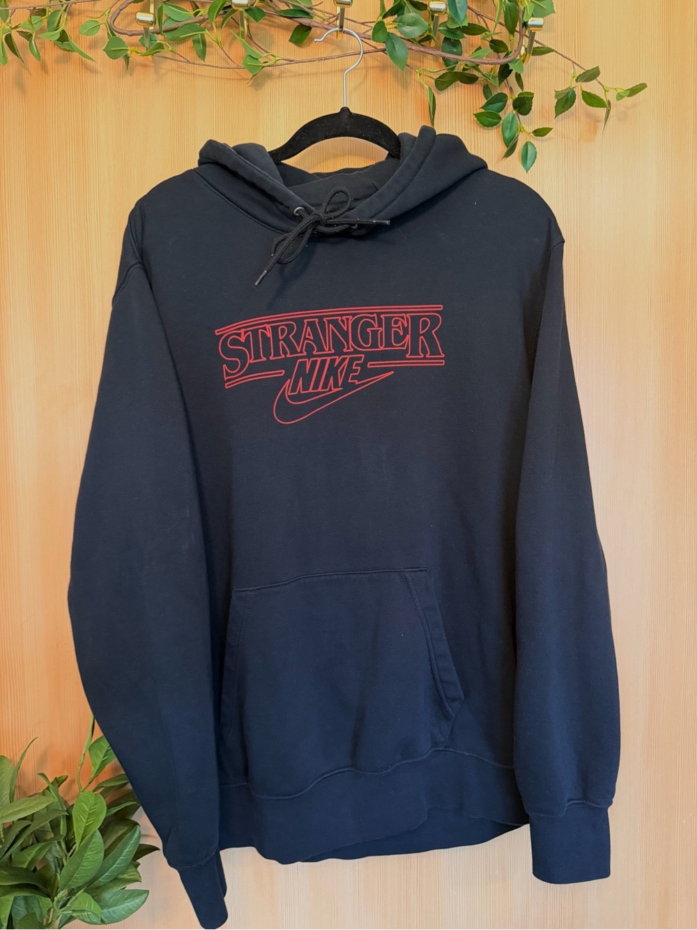 Nike x Stranger Things Black Graphic Pullover Hoodie Large